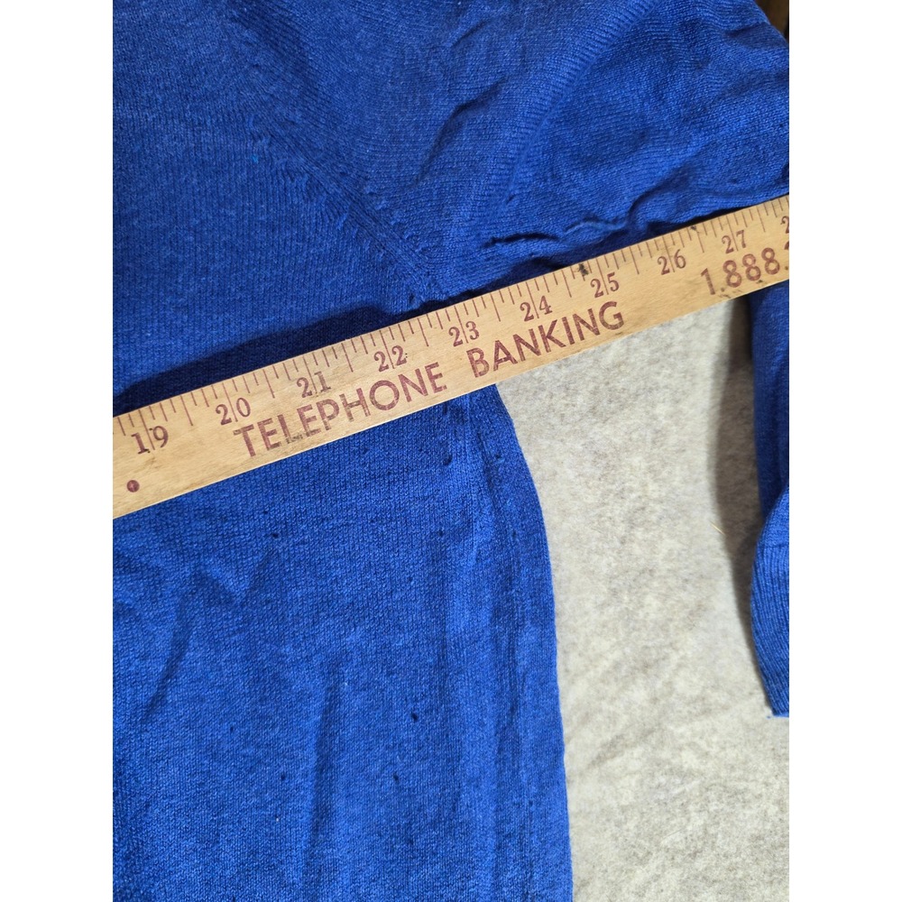 Chaps Mens XXL Blue V-Neck Sweater Cotton Cashmere Blend Embroidered Logo - Picture 4 of 5